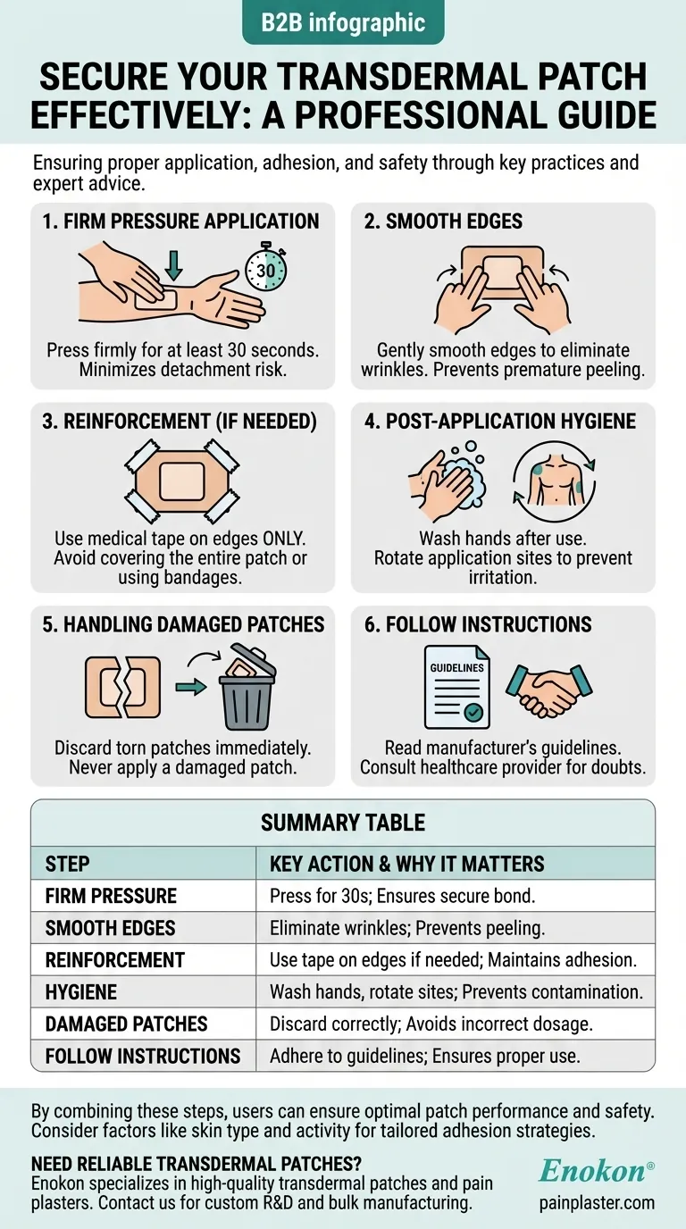 ¿Cómo debe fijarse un parche transdérmico tras su aplicación?Garantizar una adhesión y seguridad óptimas Guía Visual