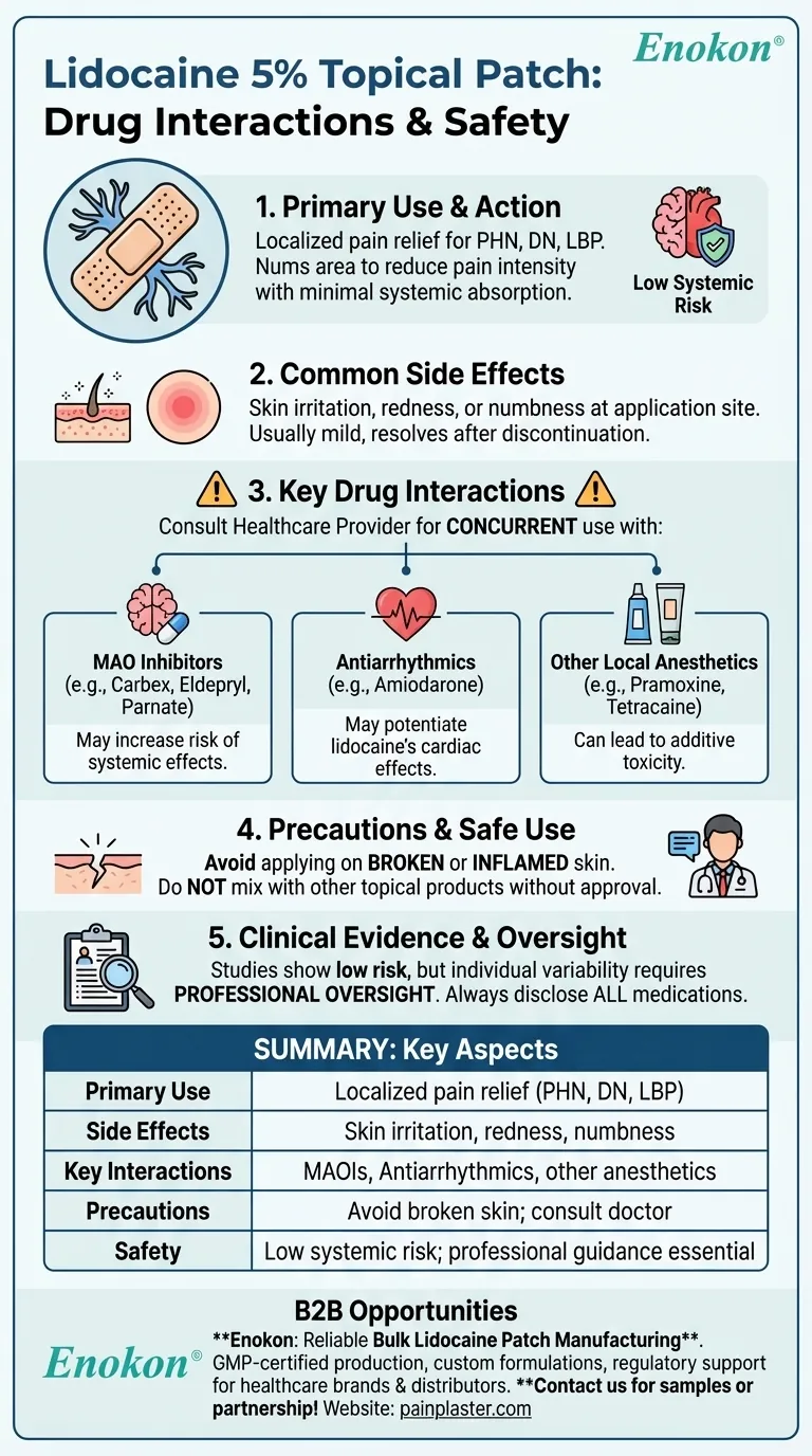 リドカイン5％外用パッチとの薬物相互作用はありますか？主な安全性に関する洞察 ビジュアルガイド