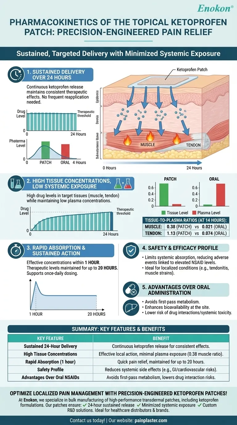 What are the pharmacokinetic characteristics of the topical ketoprofen patch? Targeted Pain Relief with Minimal Systemic Exposure Visual Guide