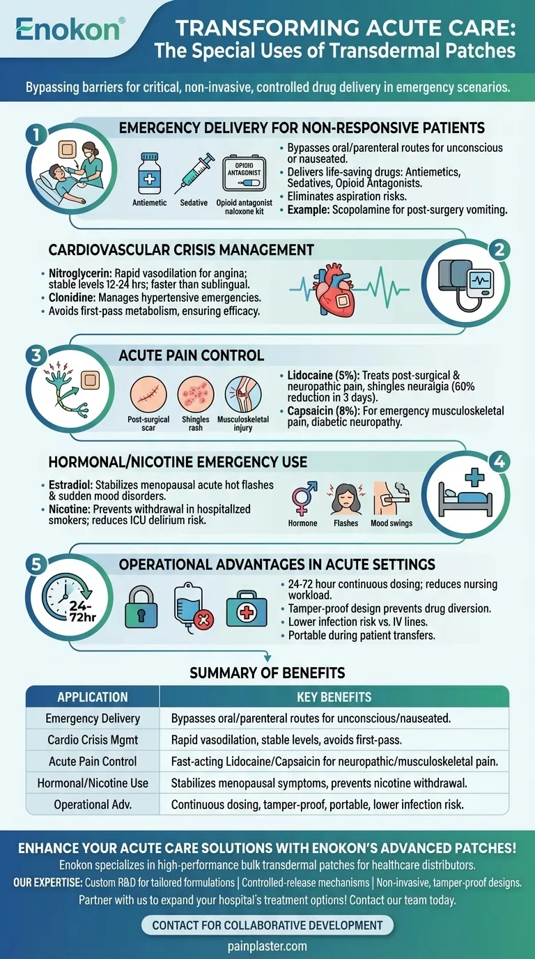 Какое особое применение имеют трансдермальные пластыри в неотложной помощи?Важнейшие применения в неотложной помощи Визуальное руководство