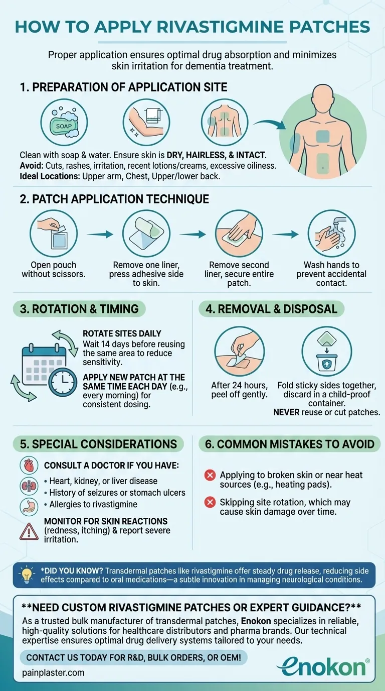 Como é que os adesivos de rivastigmina devem ser aplicados?Um guia passo-a-passo para uma utilização segura Guia Visual