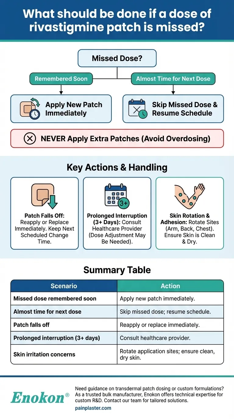 O que deve ser feito se falhar uma dose de rivastigmina em adesivo?Siga estes passos para uma utilização segura Guia Visual