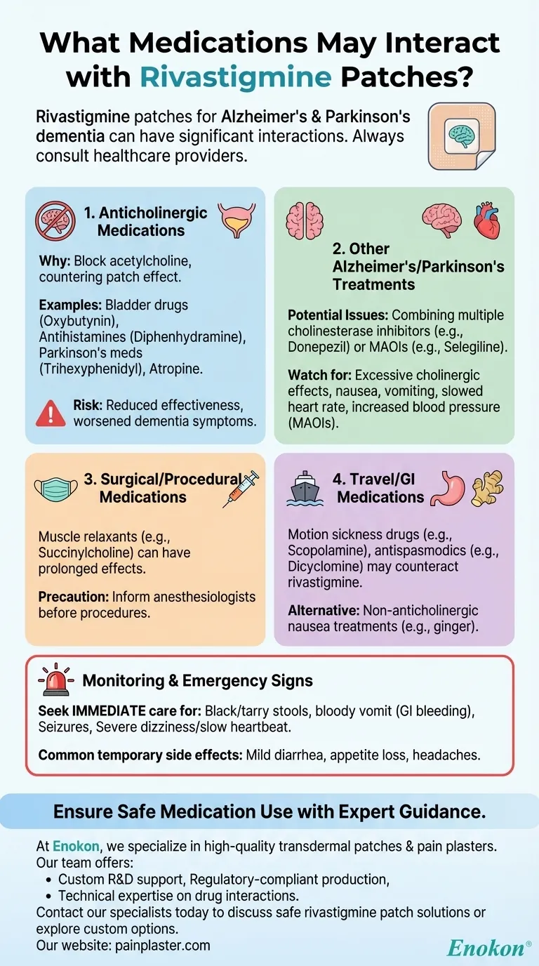 Que medicamentos podem interagir com os adesivos de rivastigmina?Evitar combinações perigosas de medicamentos Guia Visual