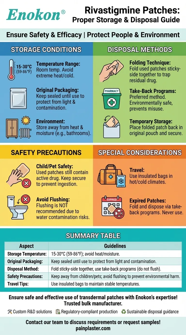¿Cómo deben almacenarse y desecharse los parches de rivastigmina?Consejos esenciales de seguridad y conservación Guía Visual