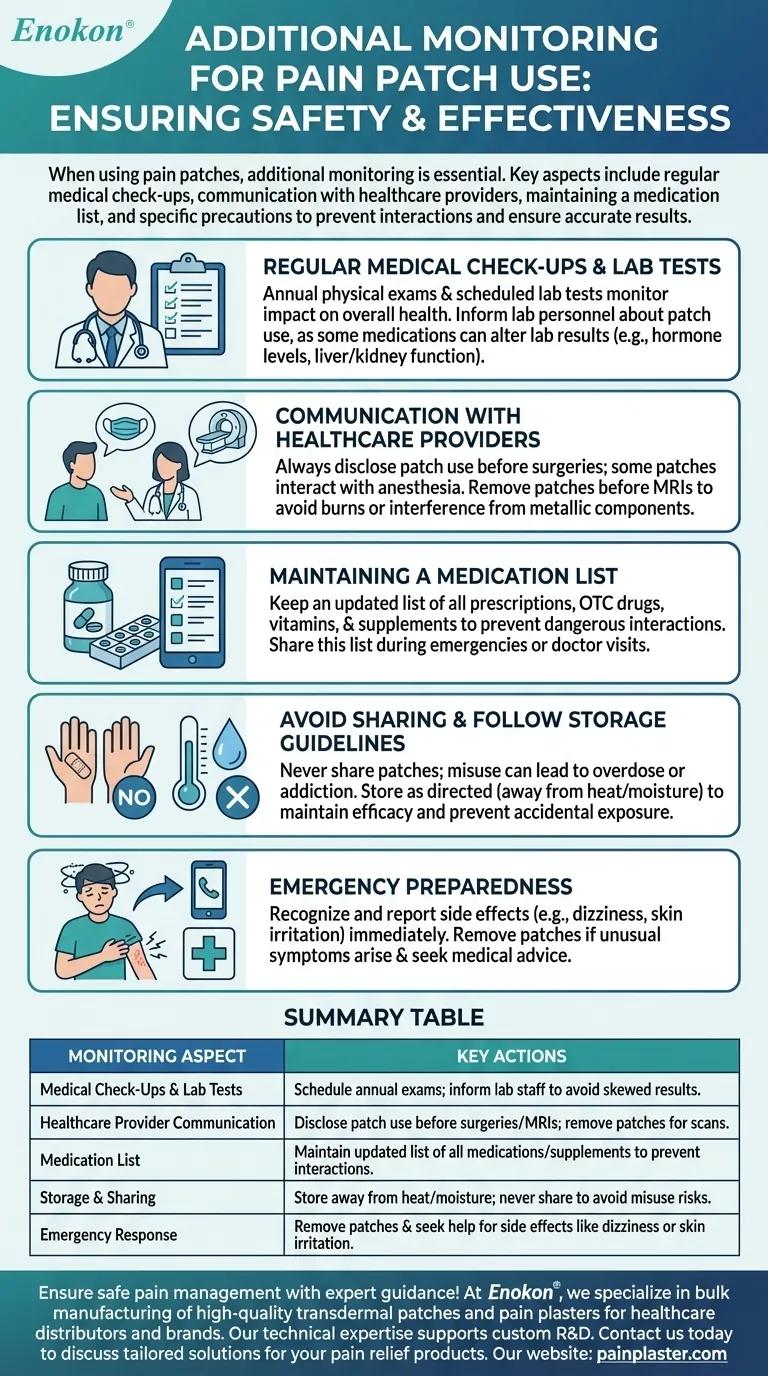 ペインパッチの使用中に追加で必要な監視は？疼痛パッチ使用者のための重要な安全上のヒント ビジュアルガイド