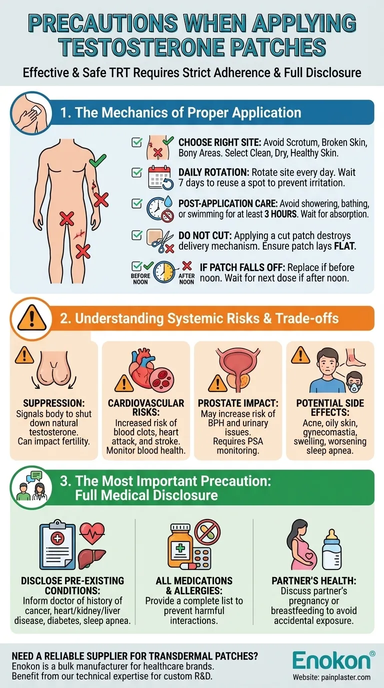 ما هي الاحتياطات التي يجب اتخاذها عند وضع لصقات التستوستيرون؟نصائح السلامة الأساسية للاستخدام الفعال دليل مرئي