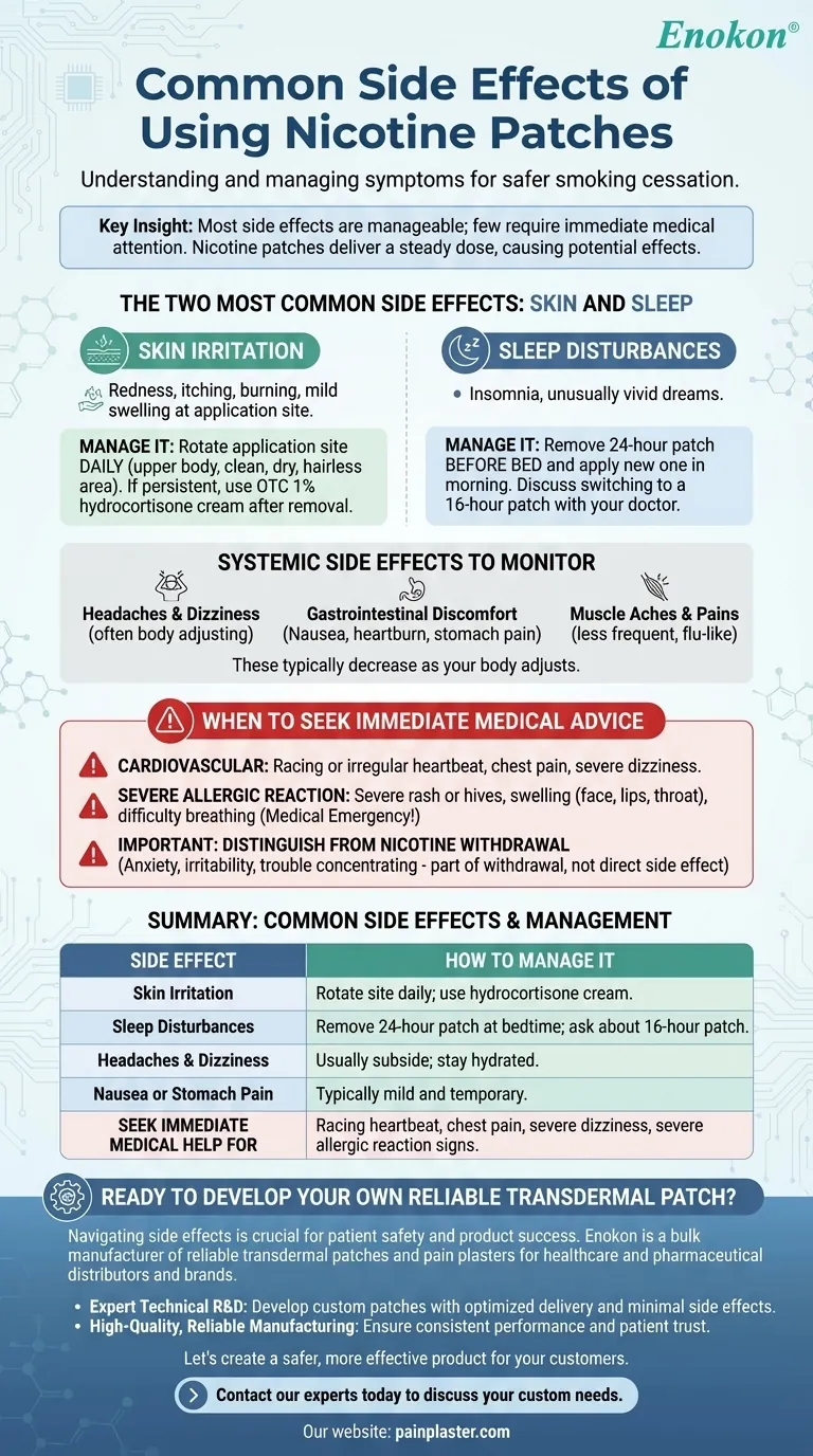 ニコチンパッチの一般的な副作用とは？肌荒れから睡眠障害まで ビジュアルガイド