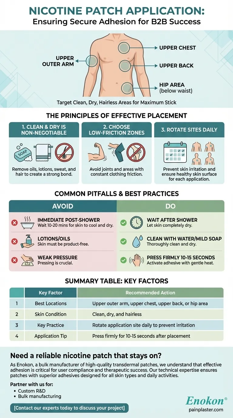 Where is the best place to apply a nicotine patch to ensure it stays on? Achieve Maximum Adhesion & Comfort Visual Guide