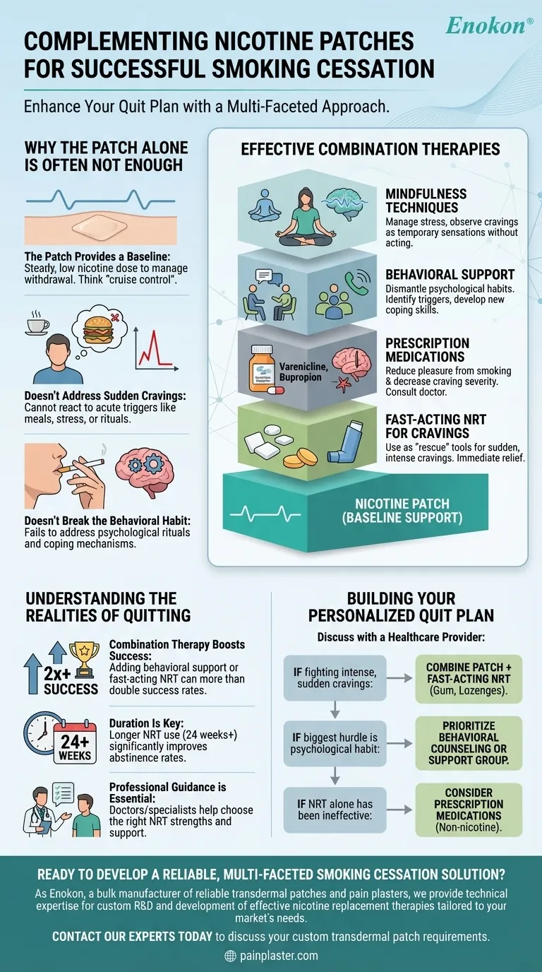 Que outros métodos podem complementar os adesivos de nicotina para deixar de fumar?Aumente o seu sucesso com uma abordagem multifacetada Guia Visual
