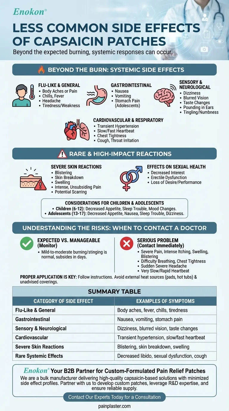 使用辣椒素贴片可能会出现哪些不太常见的副作用？了解罕见反应 图解指南