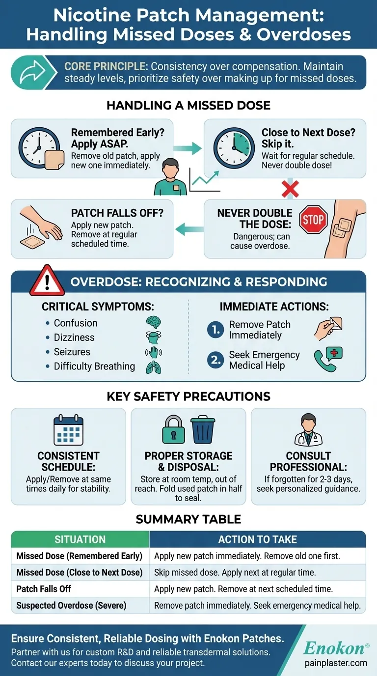 Como deve ser tratada uma dose esquecida ou uma sobredosagem do adesivo de nicotina?Conselhos de segurança e medidas de emergência Guia Visual