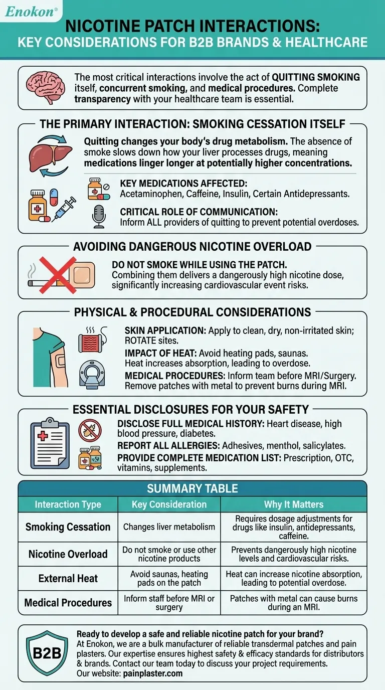 Que interações devem ser consideradas quando se utiliza um adesivo de nicotina?Dicas importantes de segurança e eficácia Guia Visual