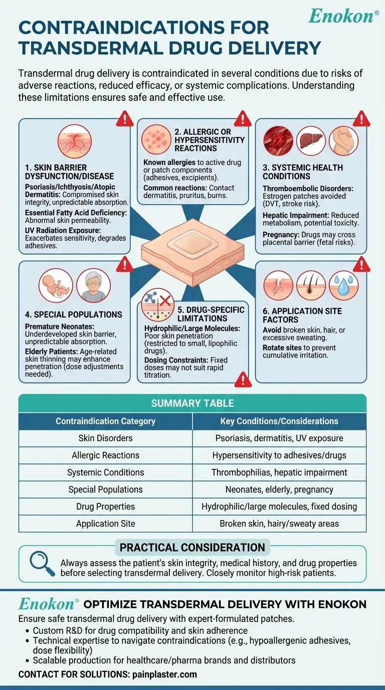 ما هي الحالات التي تمنع توصيل الدواء عبر الجلد؟المخاطر الرئيسية وإرشادات الاستخدام الآمن دليل مرئي