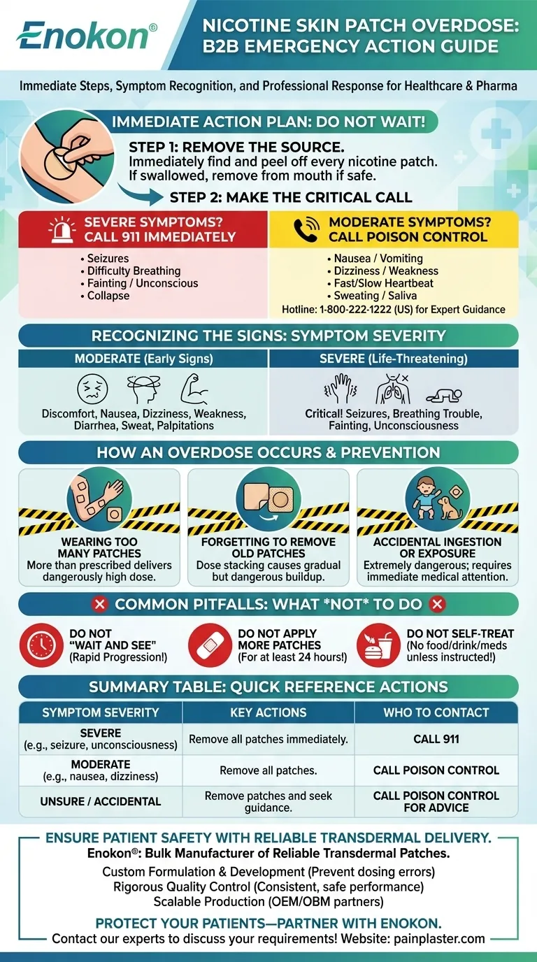 O que deve ser feito em caso de overdose de adesivo cutâneo de nicotina?Passos de emergência e prevenção Guia Visual