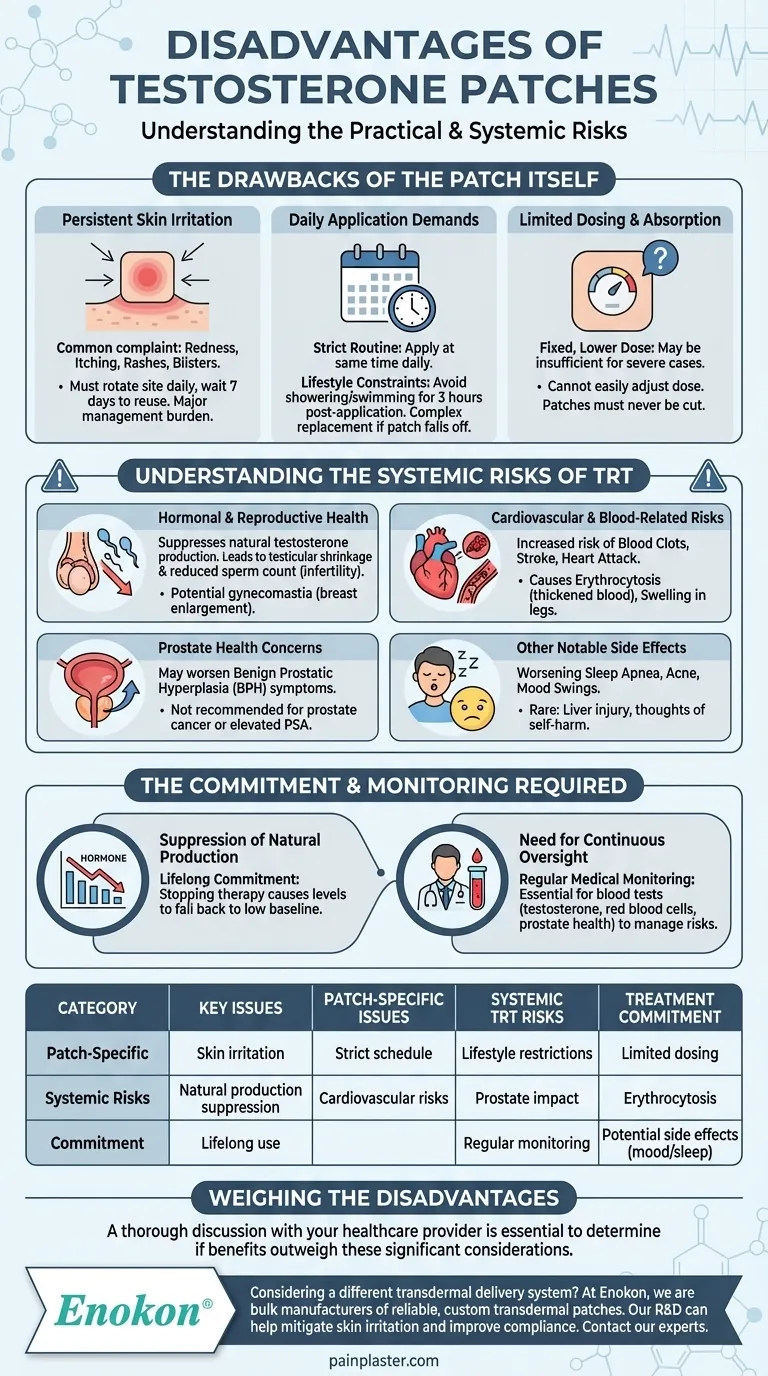 テストステロンパッチのデメリットとは？主なリスクと副作用の説明 ビジュアルガイド
