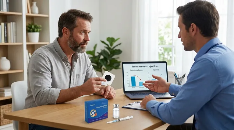 テストステロンパッチと注射のどちらを選ぶか決める際に、重要な質問とは?正しいテストステロン療法の選択