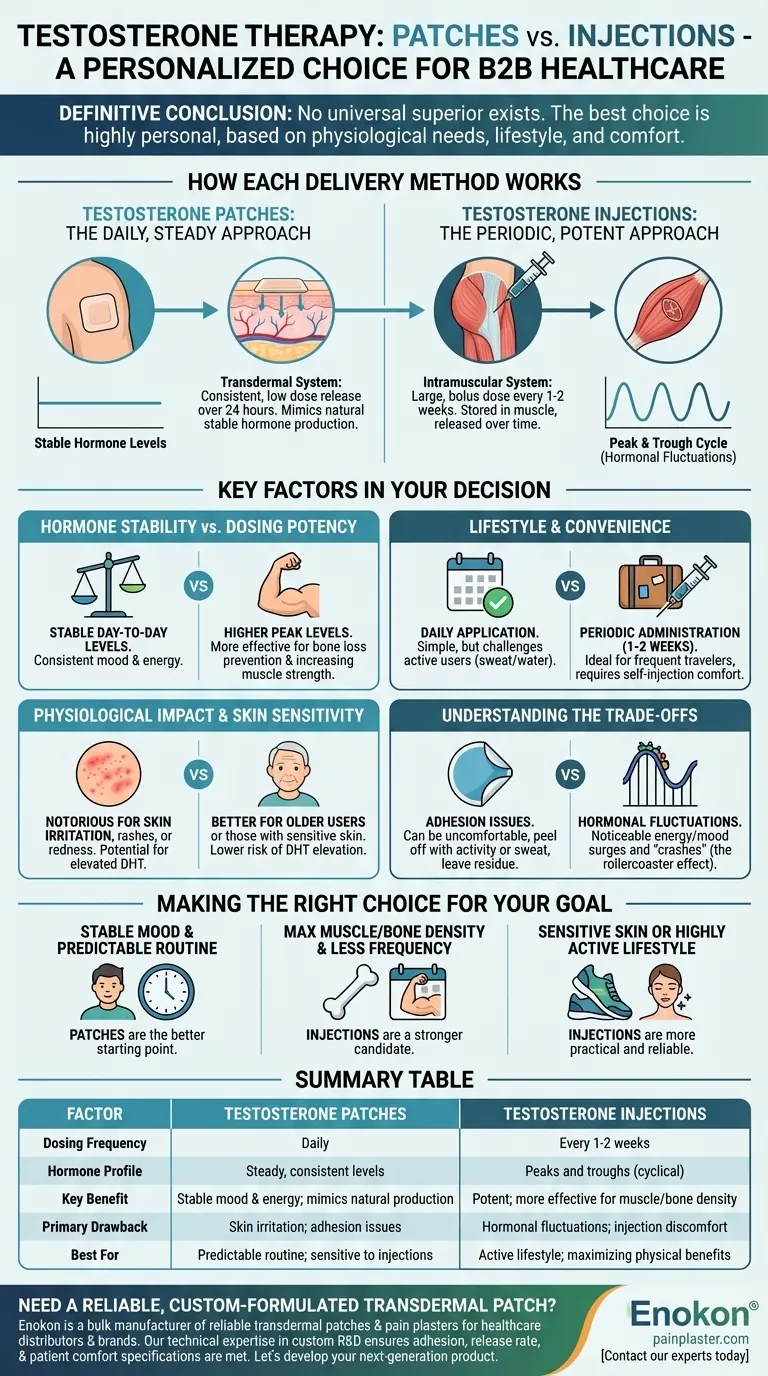 What is the conclusion regarding the choice between testosterone patches and injections? A Personalized Guide Visual Guide