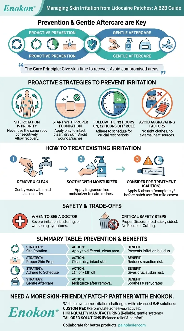 كيف يجب التعامل مع تهيج الجلد الناتج عن لصقات ليدوكائين؟نصائح الخبراء للاستخدام الآمن والفعال دليل مرئي