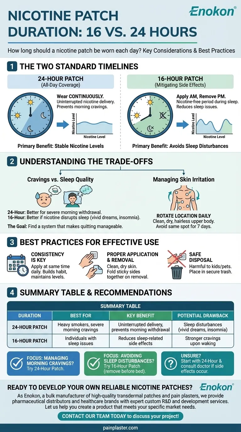 Durante quanto tempo deve ser usado um penso de nicotina por dia?Optimize o seu plano para deixar de fumar Guia Visual