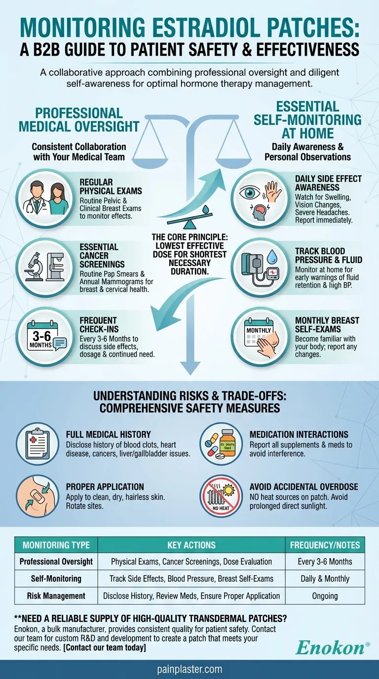 Quelle est la surveillance requise lors de l'utilisation de patchs d'estradiol ?Contrôles essentiels de sécurité et d'efficacité Guide Visuel