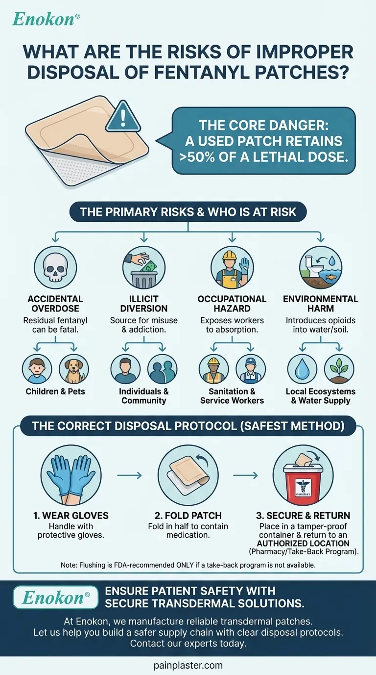 Quais são os riscos da eliminação incorrecta de pensos de fentanilo?Proteja a sua comunidade da exposição mortal Guia Visual