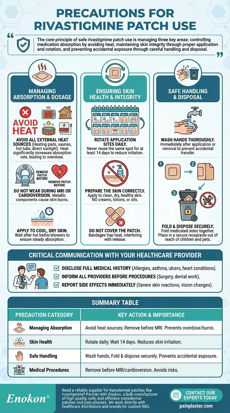 ¿Qué precauciones deben tomarse durante el uso del parche de rivastigmina?Garantizar un uso seguro y eficaz Guía Visual