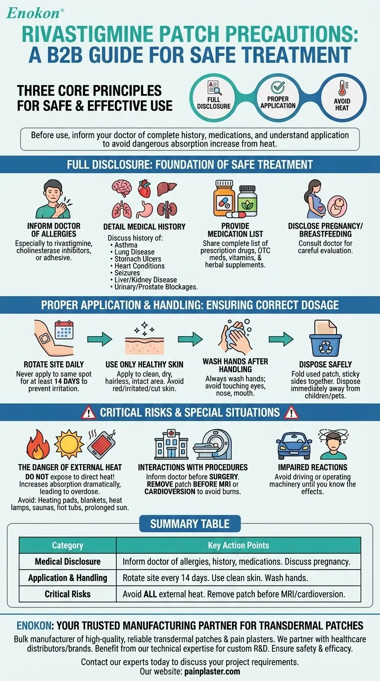 What special precautions should be taken before using the rivastigmine patch? A Guide to Safe & Effective Use Visual Guide