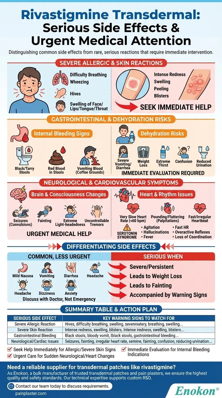 Welche schwerwiegenden Nebenwirkungen von Rivastigmin transdermal, die eine sofortige ärztliche Behandlung erfordern, sind zu beachten? Visuelle Anleitung