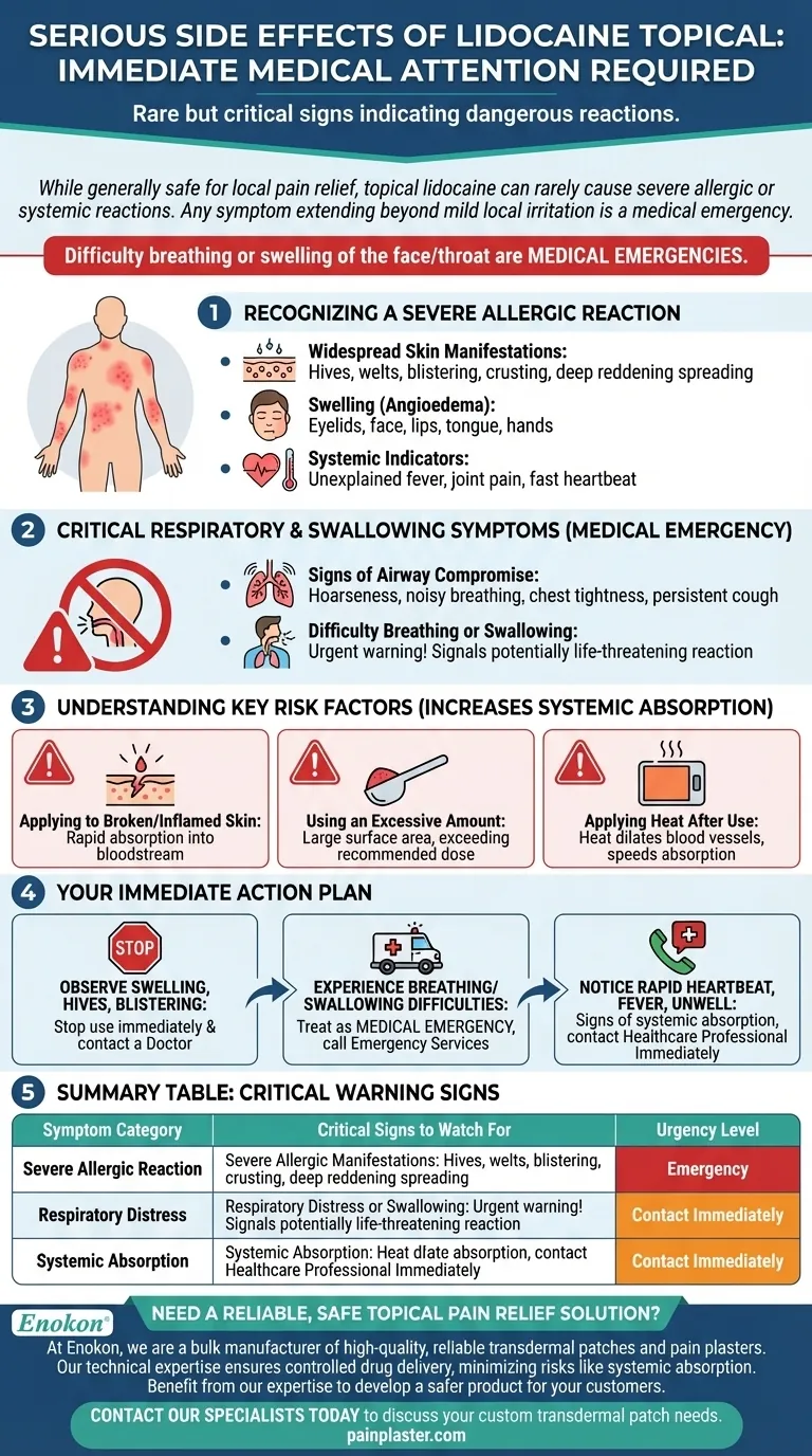 What rare but serious side effects require immediate medical attention when using lidocaine topical? Recognize Critical Warning Signs Visual Guide