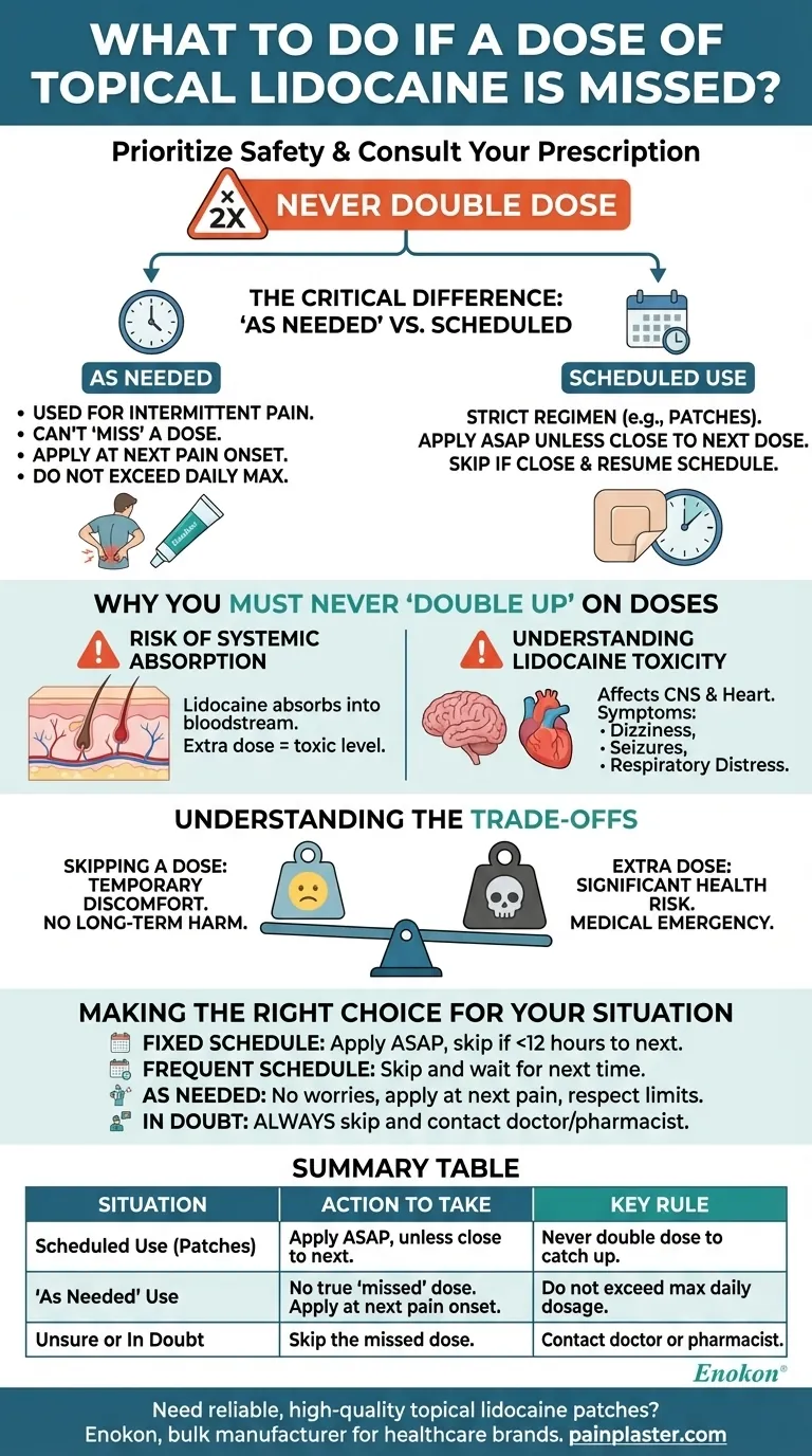 O que deve ser feito se uma dose de lidocaína tópica for esquecida?Passos seguros para gerir as aplicações falhadas Guia Visual