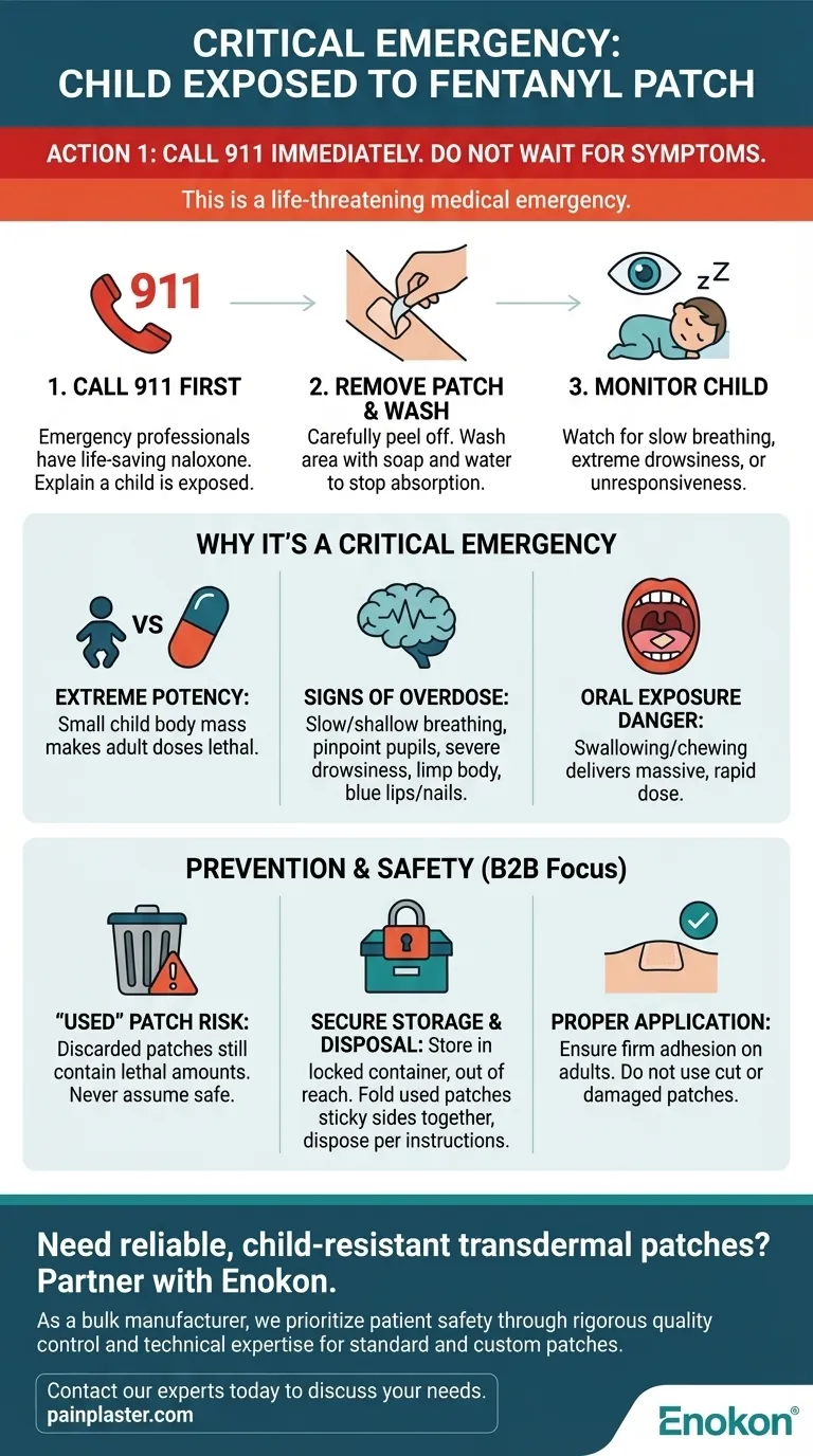 O que deve fazer se uma criança for exposta a um penso de fentanilo?Passos imediatos para salvar uma vida Guia Visual