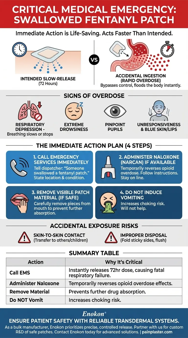 フェンタニルパッチを誤って飲み込んだり噛んだりした場合はどうすべきか？過剰摂取を防ぐための緊急措置 ビジュアルガイド