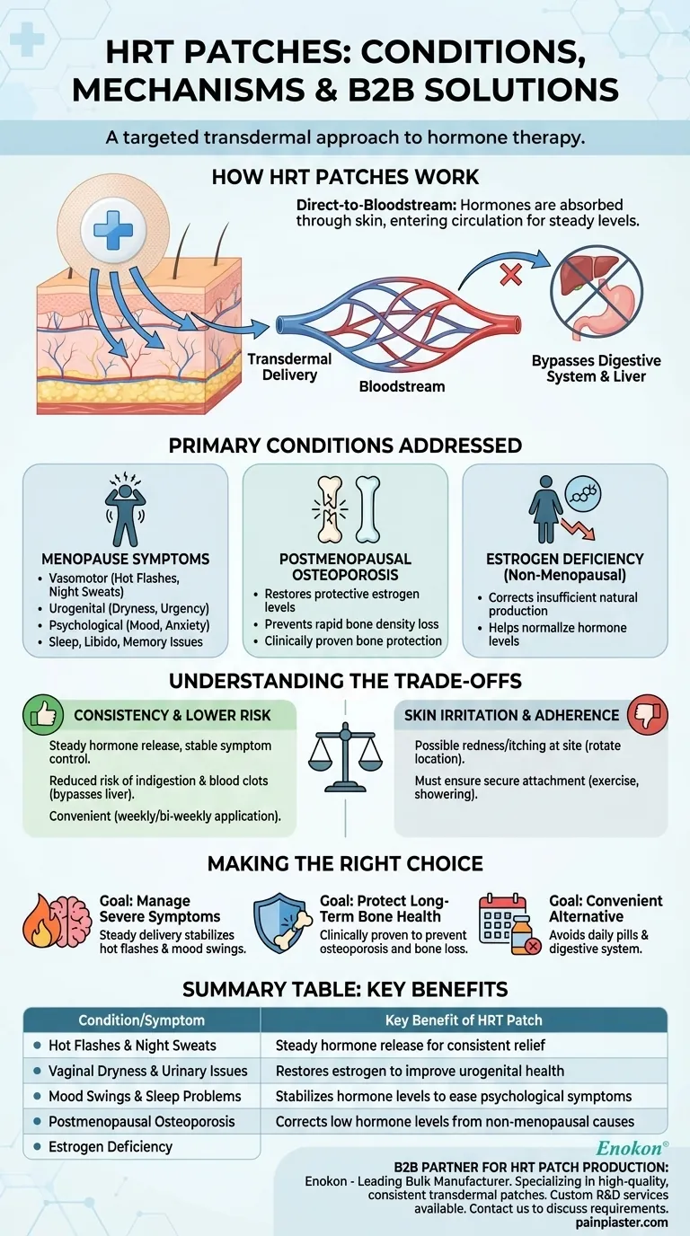What conditions can HRT patches help with? A Guide to Managing Menopause & Bone Health Visual Guide