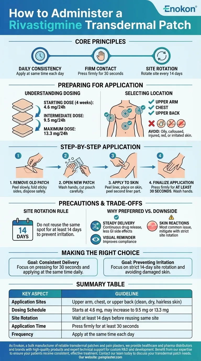 Como é que a rivastigmina é administrada através do adesivo transdérmico?Um guia passo-a-passo para uma utilização segura e eficaz Guia Visual