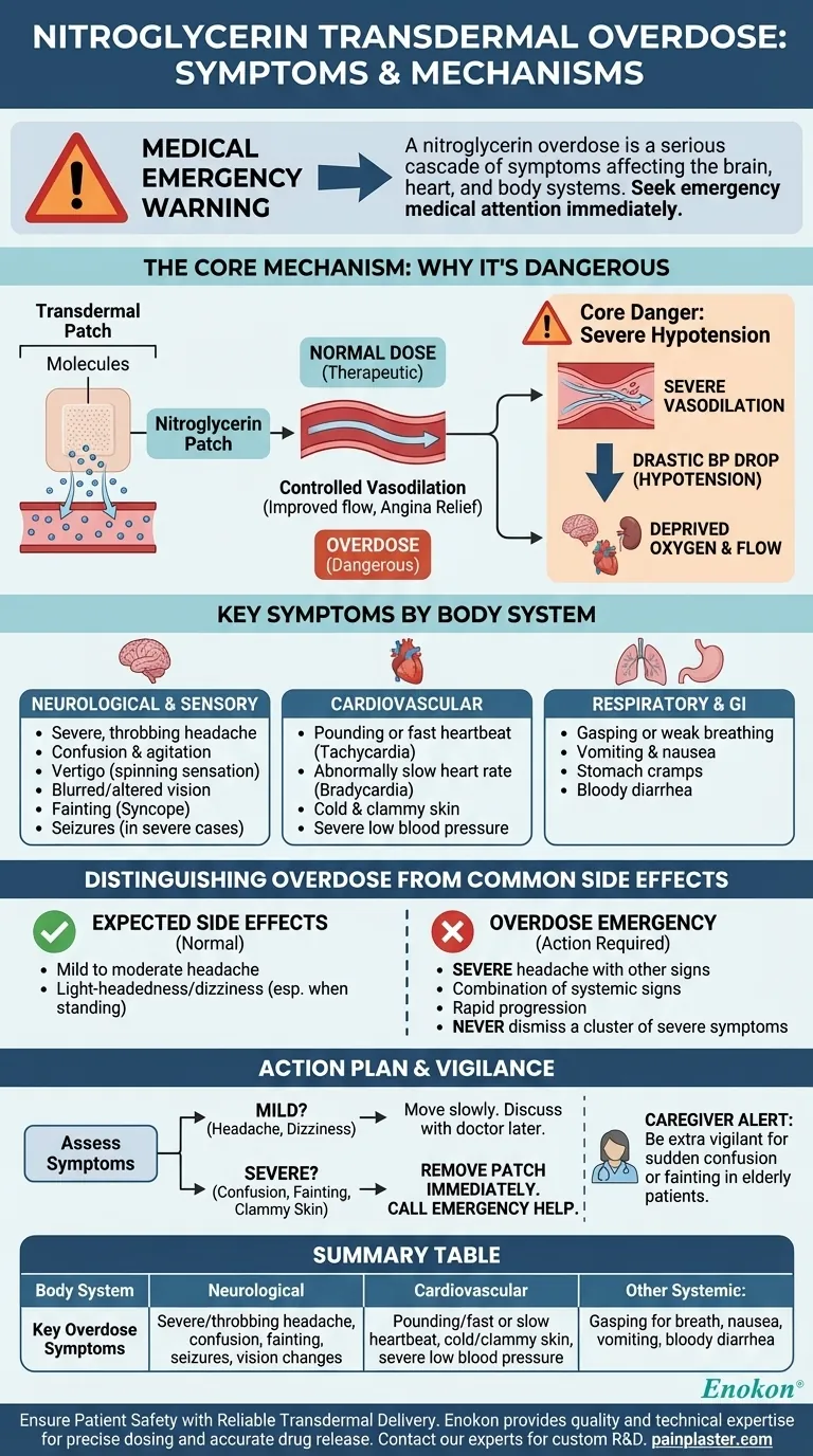 What are the symptoms of a nitroglycerin transdermal overdose? Recognizing a Life-Threatening Emergency Visual Guide