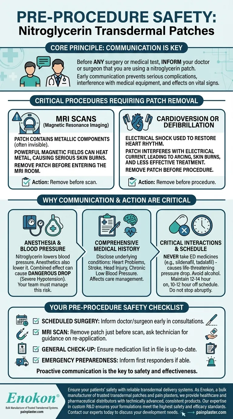 使用透皮硝酸甘油时，手术或医学检查前应做哪些准备？基本安全步骤 图解指南