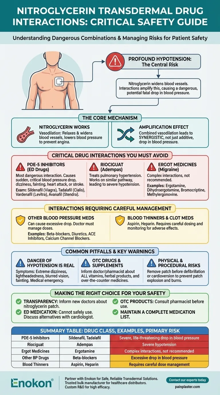 ما الأدوية الأخرى التي يمكن أن تتفاعل مع النتروجليسرين عبر الجلد؟تجنب الخلطات الخطرة للاستخدام الآمن دليل مرئي