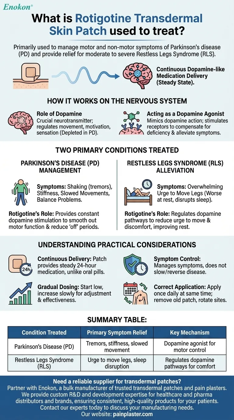 Was wird mit dem transdermalen Hautpflaster Rotigotin behandelt?Die wichtigsten Vorteile bei Parkinson und RLS Visuelle Anleitung