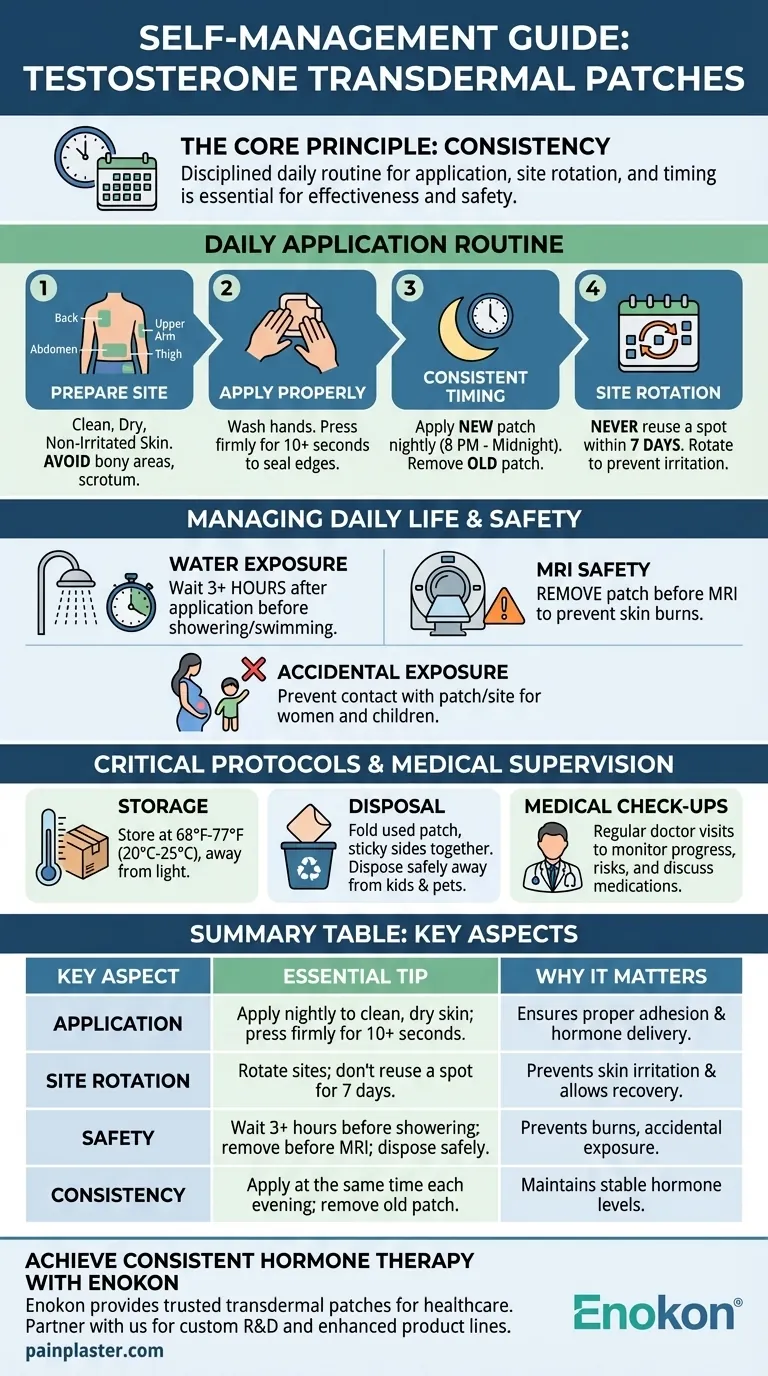 テストステロン経皮パッチを使用する際の自己管理のコツとは？安全で効果的な使用のための必須ケアガイド ビジュアルガイド