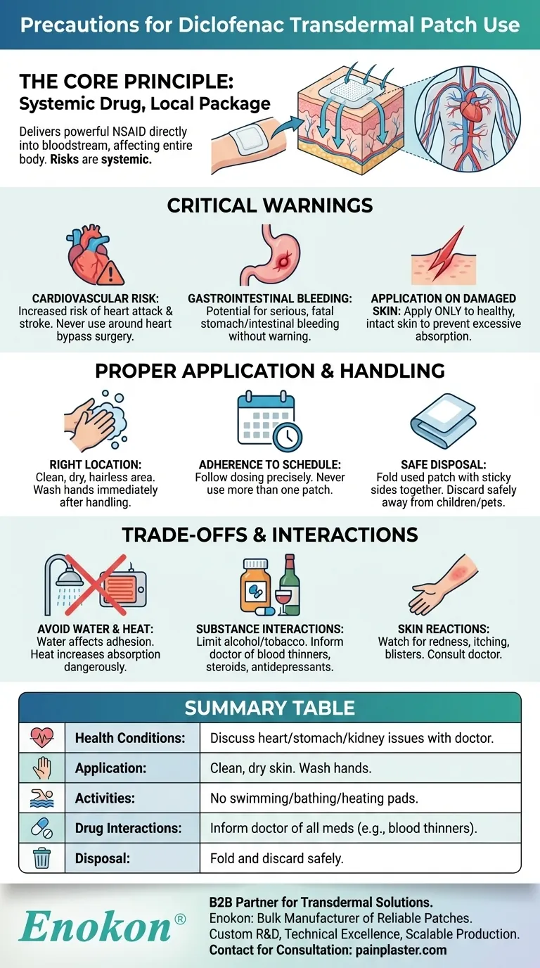 ジクロフェナク経皮吸収型製剤を使用する際の注意点は？パッチ使用者のための重要な安全上のヒント ビジュアルガイド