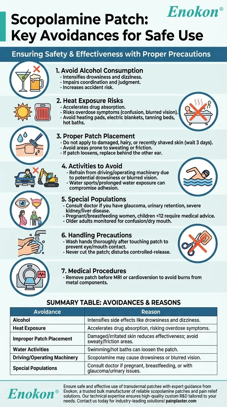 What should be avoided while using the scopolamine patch? Key Safety Tips to Prevent Risks Visual Guide