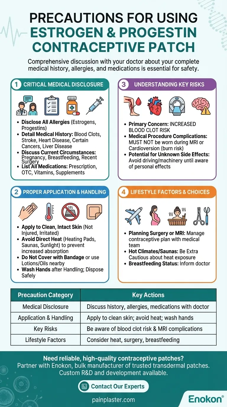 エストロゲン・プロゲスチン避妊パッチ使用前の注意事項は？安全で効果的な使用のために ビジュアルガイド