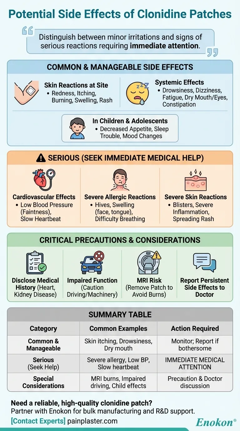 Quais são os potenciais efeitos secundários dos adesivos de clonidina?Riscos e sugestões de gestão Guia Visual