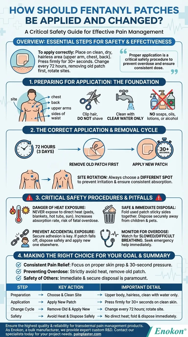 Como é que os pensos de fentanilo devem ser aplicados e mudados?Guia para o alívio seguro e eficaz da dor Guia Visual