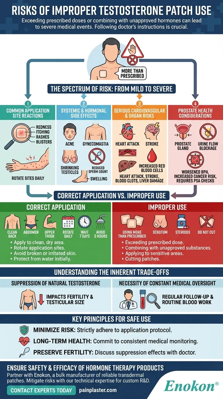 Quais são os riscos de utilizar os adesivos de testosterona de forma incorrecta?Evitar riscos para a saúde com risco de vida Guia Visual