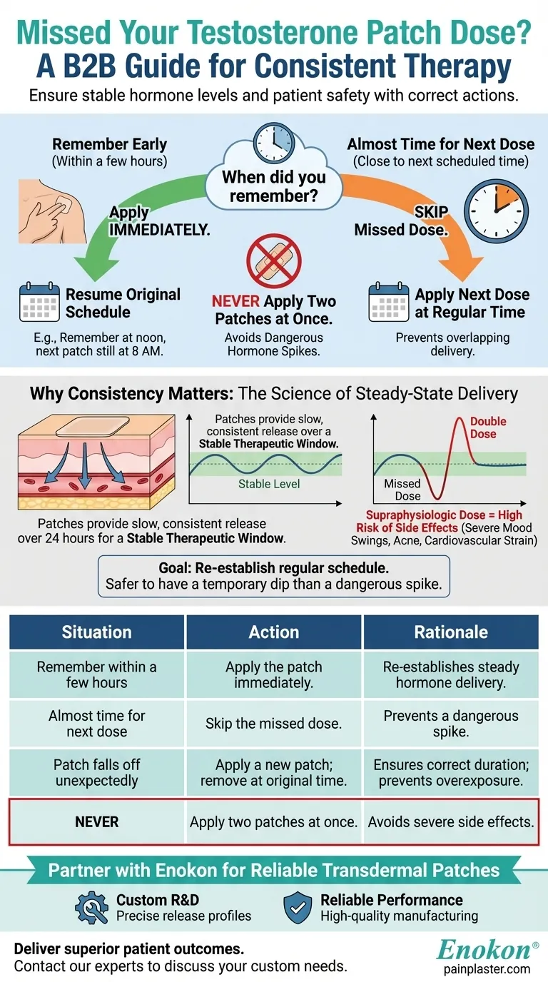 テストステロンパッチの投与が遅れた場合、どうすべきか？投与漏れを安全に管理する ビジュアルガイド