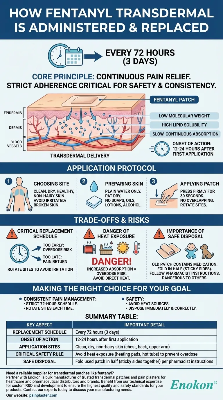 フェンタニル経皮吸収製剤の投与方法と交換頻度は？主な使用ガイドライン ビジュアルガイド