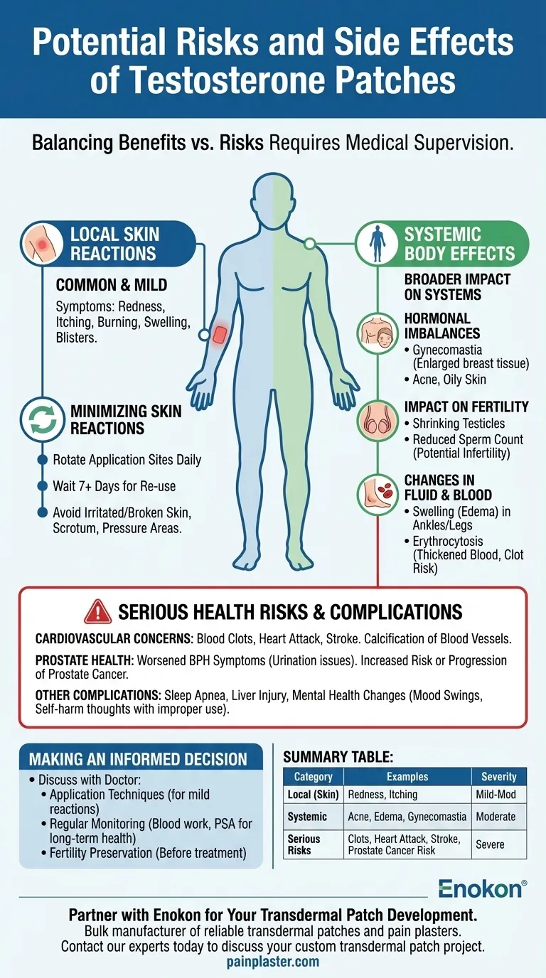 Quais são os potenciais riscos e efeitos secundários dos adesivos de testosterona?Compreender a segurança da TRT Guia Visual