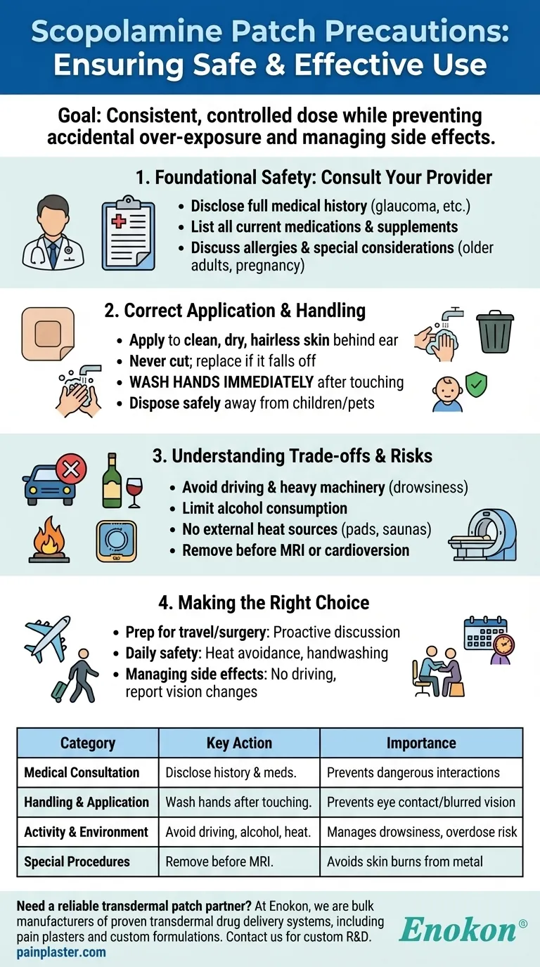 スコポラミンパッチを使用する際の注意点は？効果的な使用のための重要な安全上のヒント ビジュアルガイド