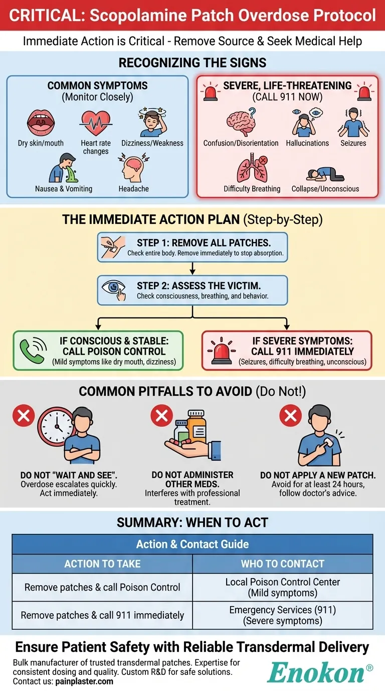 スコポラミンパッチの過剰摂取の場合はどうすべきか？緊急時対応ガイド ビジュアルガイド
